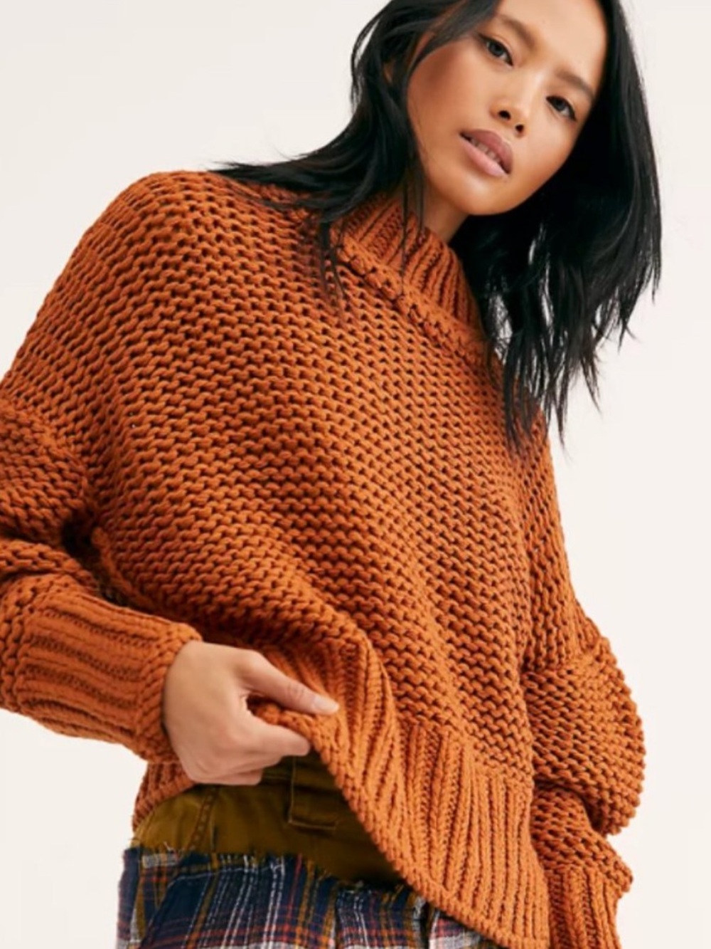 Free People My Only Sunshine 
Chunky Knit  Sweater - Burnt Orange large